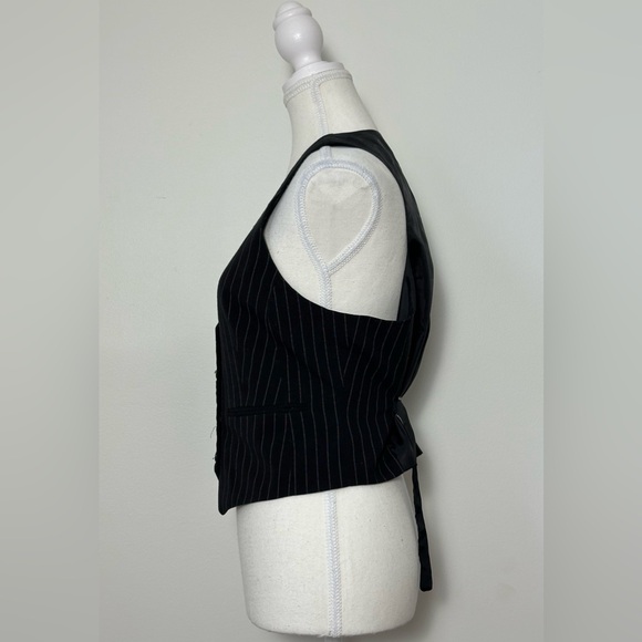 SUZY SHIER Y2K Pinstripe Skater Grunge Alt Suit Vest Size L - Picture 2 of 6